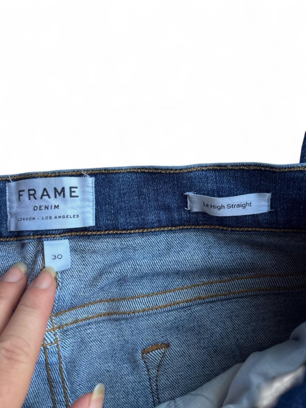Frame Denim High-Rise Straight Jeans - Blue - Picture 3 of 4